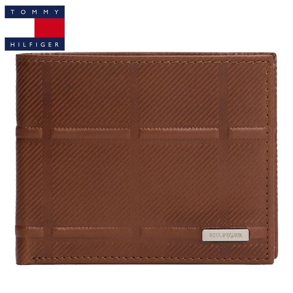 Billetera Tommy Hilfiger Para Hombre 31TL220183-T Bifold Cuero en Relieve Marrón
